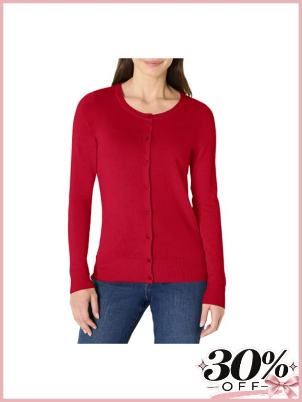 Lightweight Crewneck Button Front Cardigan Sweater 55% Cotton Blend Regular Fit